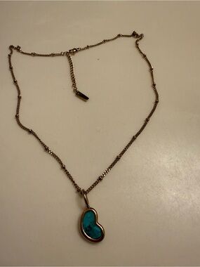 REALLY Gold-Tone Necklace with Turquoise-Blue Heart Pendant